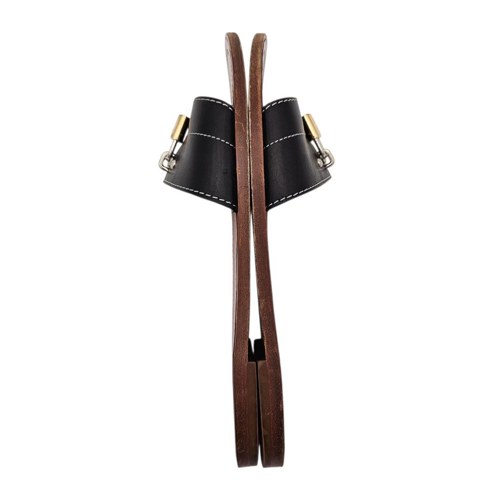 Louis Vuitton Lock It Flat Slide Sandal Black Brown Leather Gold Size 38 US 8 - Picture 10 of 13